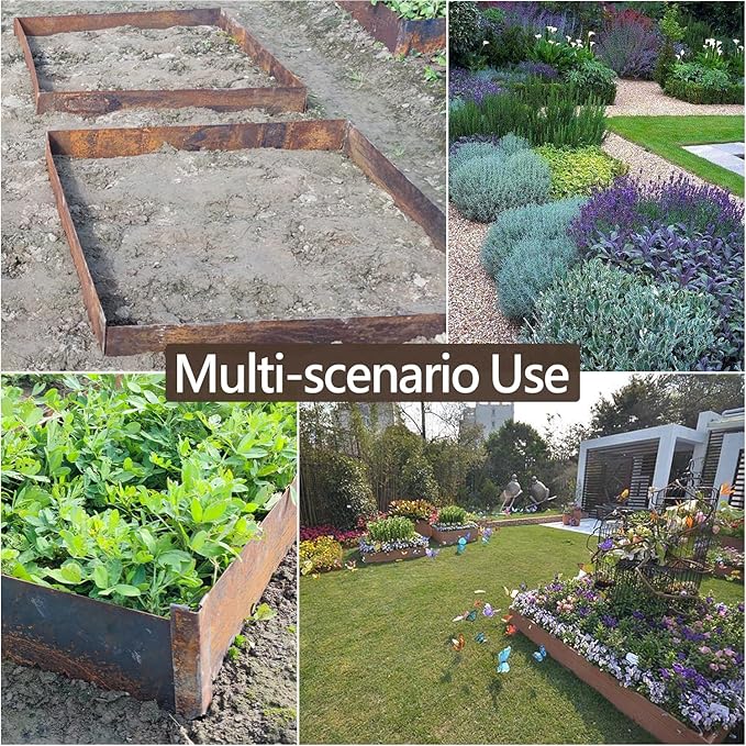 Cor-Ten Steel Raised Planter with Rust Patina Finish Pre-Rusted Cor-Ten Raised Garden Bed Kit2FT x 4FTx 14IN