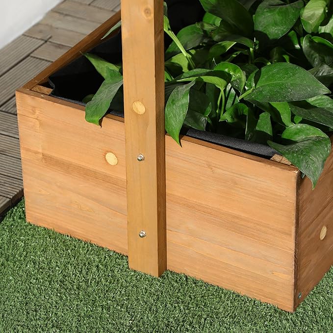 4Tier Vertical Premium Heavy Duty Eco-Friendly Wooden Raised Garden Bed Self-Draining Protective Liner Indoor Outdoor Orange