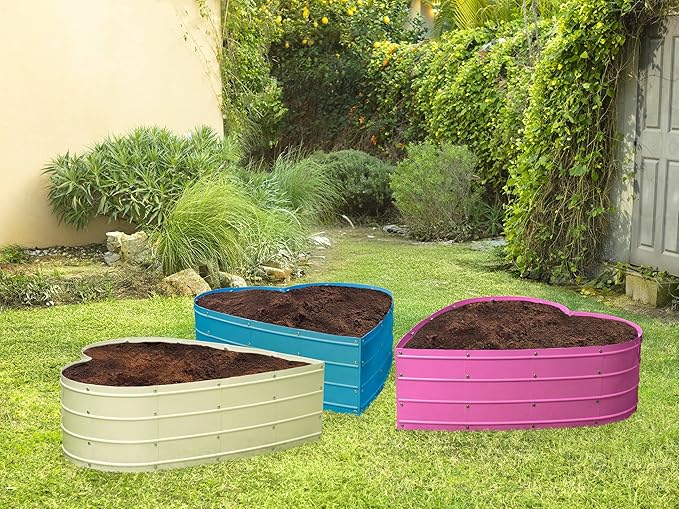 Plant &amp Plot Galvanized Raised Garden Beds Outdoor // Planter Raised Beds for Gardening Vegetables Flowers // Large Metal Garden Box (Pink) // Tool-Free Assembly