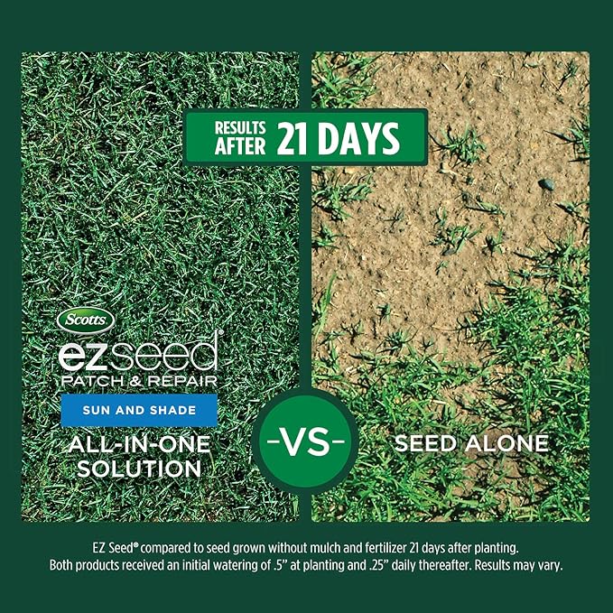 Scotts EZ Seed Patch &amp Repair Sun and Shade Mulch Grass Seed Fertilizer Combination for Bare Spots and Repair 10 lb 2 pk