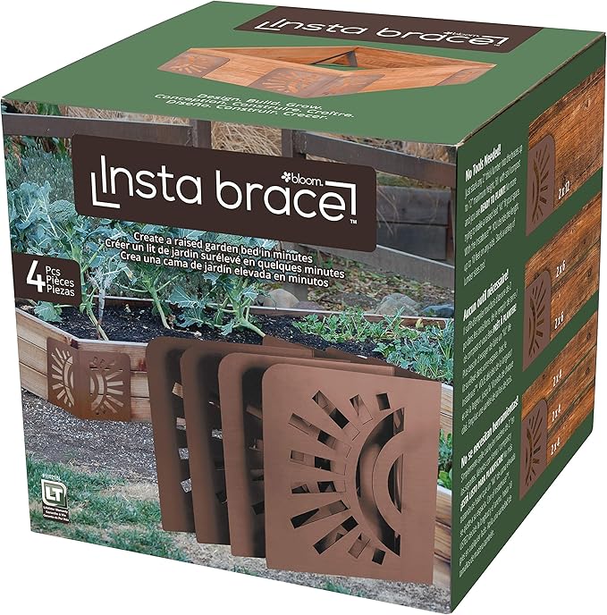 Bloom 11021BL Sun Instabrace Flower Garden Bed Corners 9.5 Brown