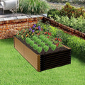 Domi 6x3x2ft Metal Raised Garden Beds Outdoor Thickened Galvanized Steel Deep Root Planter Box with Stabilizing Bars &amp Rubber Edging for Vegetables Flowers Herbs - Brown