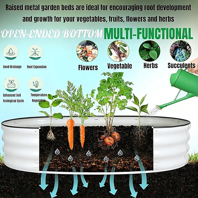 NestNature Modular Galvanized Raised Garden Bed Kits 17 Tall 10-in-2 Outdoor Metal Raised Planter Bed for Planting Plants Vegetables Fruits Flowers Herbs Gardening Ground Planter Box-White