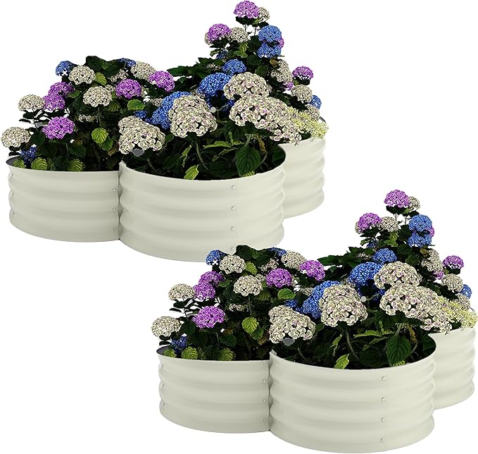 Garvee 2 Pack Galvanized Raised Garden Bed Outdoor Planter Box with Open Base for Herbs Veggies &amp Flowers. Rust-Resistant Raised Garden Beds Ground-Connected Design for Deep Root Growth