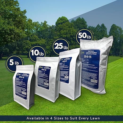 Supply Solutions 25-0-15 Ultra Green Lawn and Turf Fertilizer - 16% Slow Release Nitrogen - Promotes Lush Green Lawns and Strong Root Growth Reduces Mowing Frequency (50 Pounds)