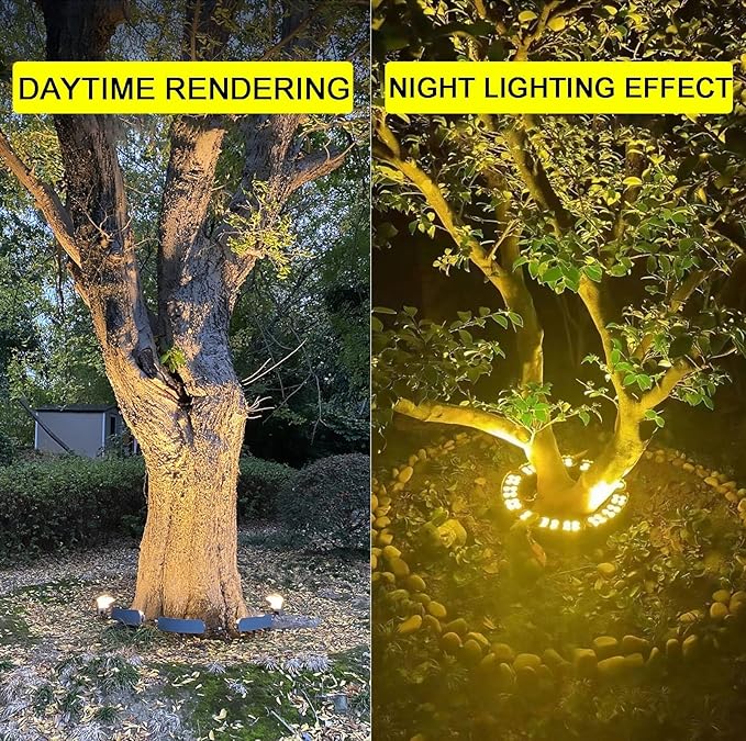 Aluminium Trees Floodlights IP65 Weatherproofwith Ground Plugfor Courtyards(Yellow Light1 Sets)