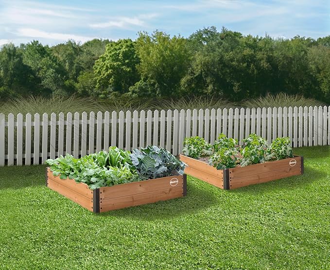 Miracle-GRO 4 x 4 Ft. Wooden Raised Garden Bed 12.8 Cu. Ft. Above Ground Garden with Powder-Coated Metal Brackets for Decks and Yards