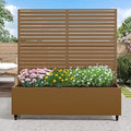 47x47x16 Metal Raised Garden Bed with Trellis Trellis with Planter Box for Backyard Patio Balcony Climbing Plants Brown Classic Shutter