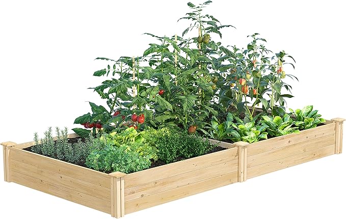 Greenes Fence Classic Cedar Raised Garden Bed 4' x 8' x 10.5 (1/2 Thick) (2-Pack) - Made in USA with North American Cedar