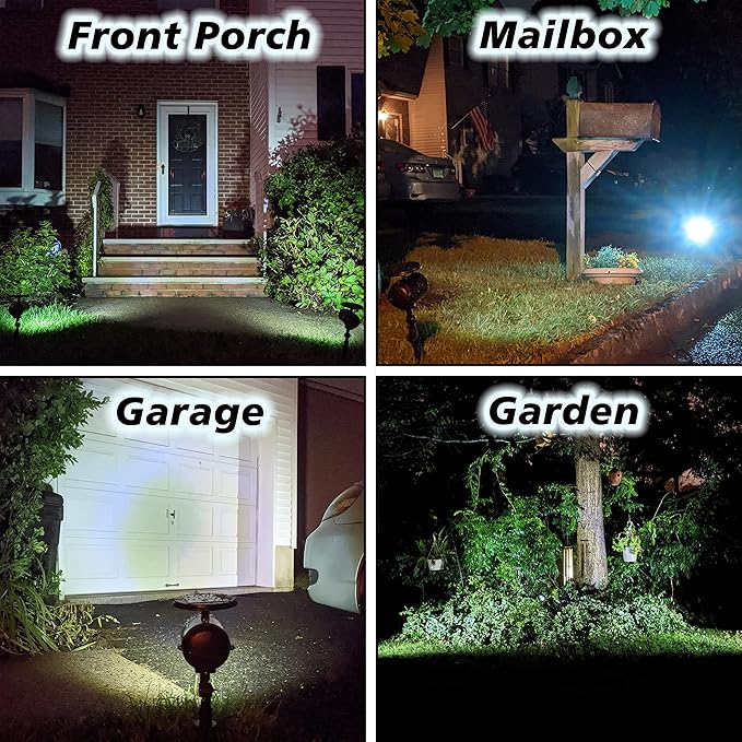 SciencePurchase 2 Pack Solar Powered LED Spot Lights - Automatic On at Dusk and Off at Sunrise Sturdy All-Weather Spotlights for Accent Lighting Safety &amp Security