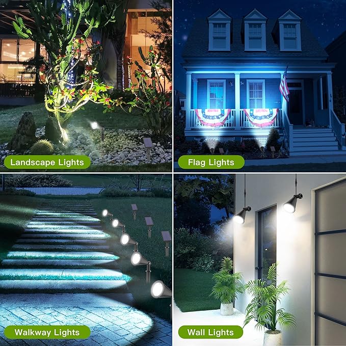 MEIHONG Solar Spot Lights for Outside Waterproof Solar Spot Lights Dusk to Dawn Solar Landscape Lights Solar Powered Lights for Garden Porch Walkway Patio (2 Pack)
