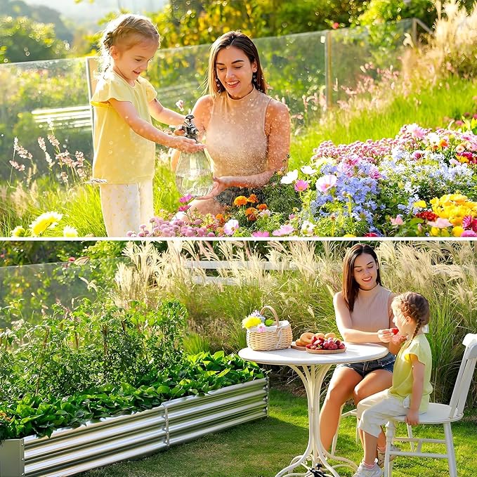 Galvanized Raised Garden Bed Easy Assembly Raised Beds Large Durable Rust-Resistant Planters Raised Garden Bed Kit for Outdoor Planters Vegetables Flower Herb (Green 4x2x1 ft)