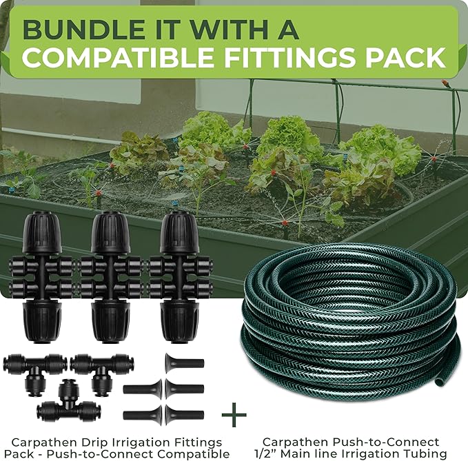 Carpathen 50 FT 1/2 Irrigation Tubing Mainline - Drip Irrigation Tubing Perfect for Push-To-Connect Garden Irrigation System or as Blank Distribution Hose for Any Gardening Project