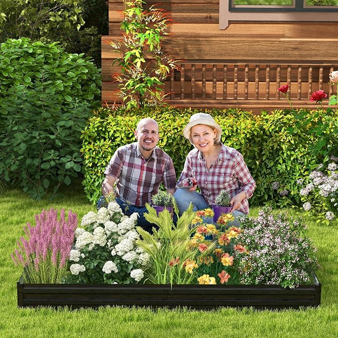 S AFSTAR 8 x 4 x 1 ft Metal Raised Garden Bed Above Ground Garden Bed with Open-Ended Base Reinforced Bracket Large Outdoor Planter Box Rectangular Raise Garden Beds Veggies Flower Herb Fruit (1)