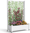 21 Gallon Raised Garden Bed with Trellis Self Watering Raised Planter Box with Wheels Drainage Holes and Gauge for Climbing Plants Vegetables and Flowers Anti-Rust Resin for Backyard Patio