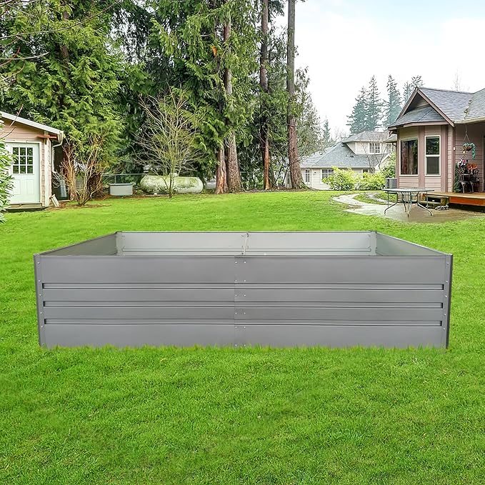 Galvanized Raised Garden Bed 8ft x 4ft x 2ft Large Metal Planter Box for Vegetables Herbs Flowers 20.5 Cubic Feet (Metal Garden Bed 8x4x2 Grey)