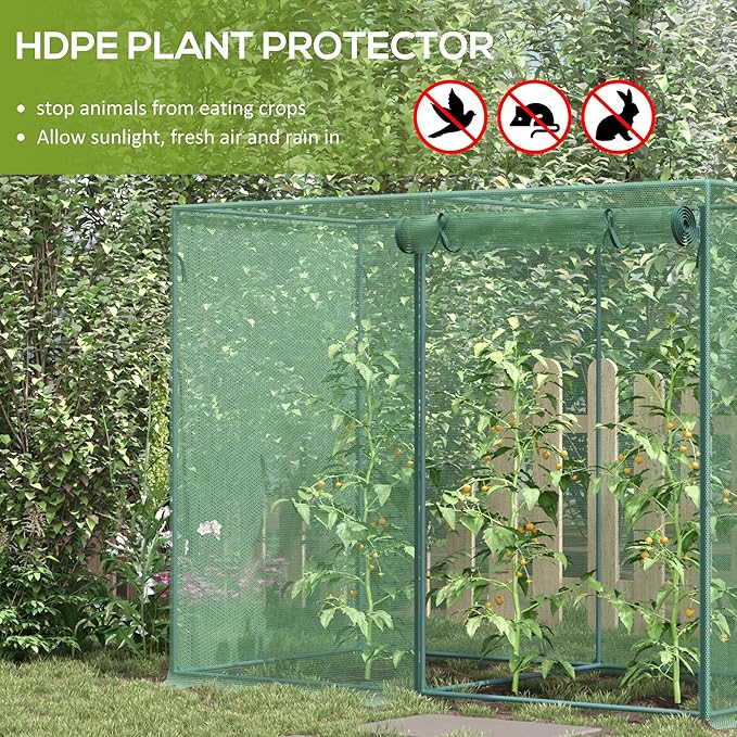 6' x 3' Crop Cage Plant Protection Tent with Zippered Doors for Vegetable Garden Backyard Green