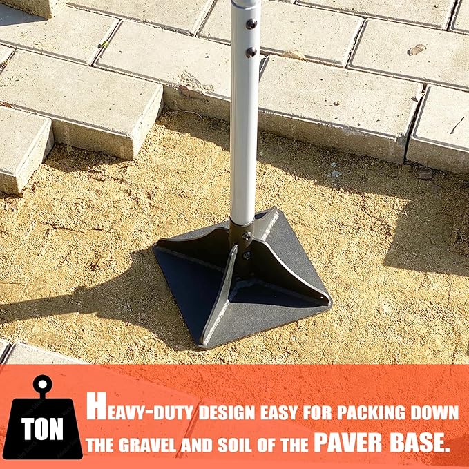 Heavy Duty Steel Tamper 8x8 with 48 inch Handle and Rubber Grip Ideal Garden Landscaping Rammer for Earth Soil Asphalt Gravel and Dirt Compaction Levelling Paver Tool Trash Tamper