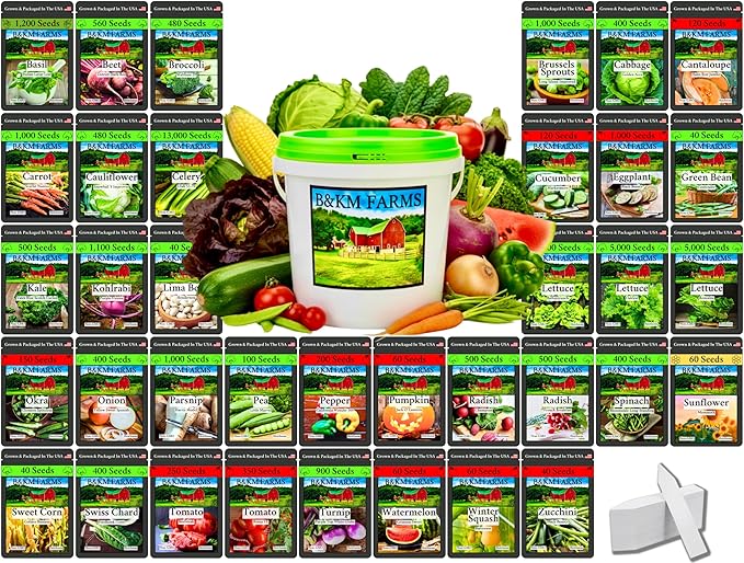 Personal Seed Vault - 38000+ Survival Seeds 36 Popular Varieties + Online Growing Guide by B&ampKM Farms