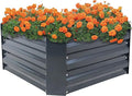 Sunnydaze 11.75 H Raised Metal Garden Bed - Galvanized Raised Garden Bed Outdoor for Vegetables and Flowers - Dark Gray - Square