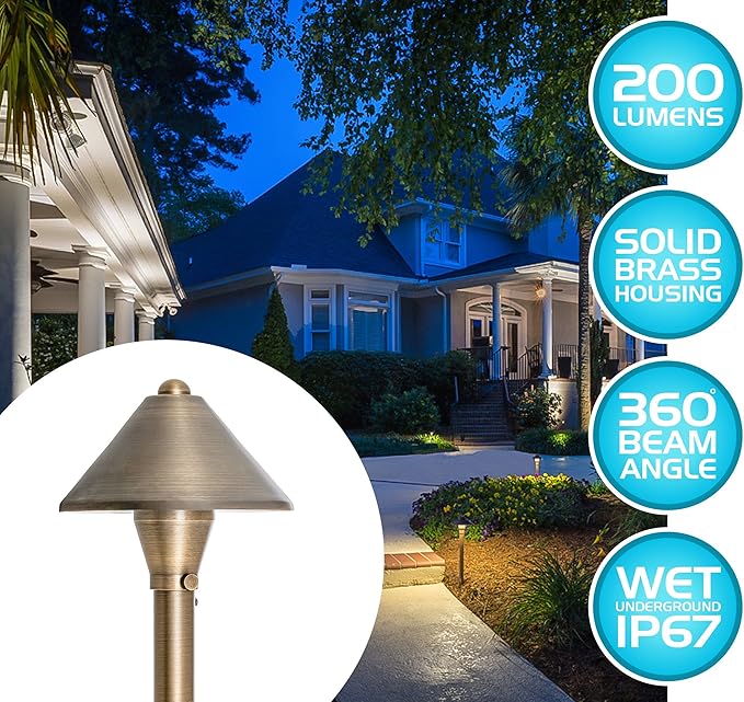 Westgate Lighting LED Landscape Lighting- Built-in Integrated LED Outdoor Light - Landscape Lighting- Integrated SMD LED Tower Clear Glass Lens (1 5-3/8 Diameter of Shade)