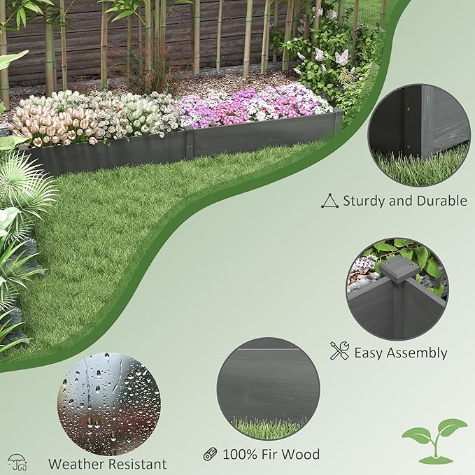 8x2ft Wooden Raised Garden Bed Kit Elevated Planter with 2 Boxes Self Draining Bottom and Liner Patio to Grow Vegetables Herbs and Flowers Gray