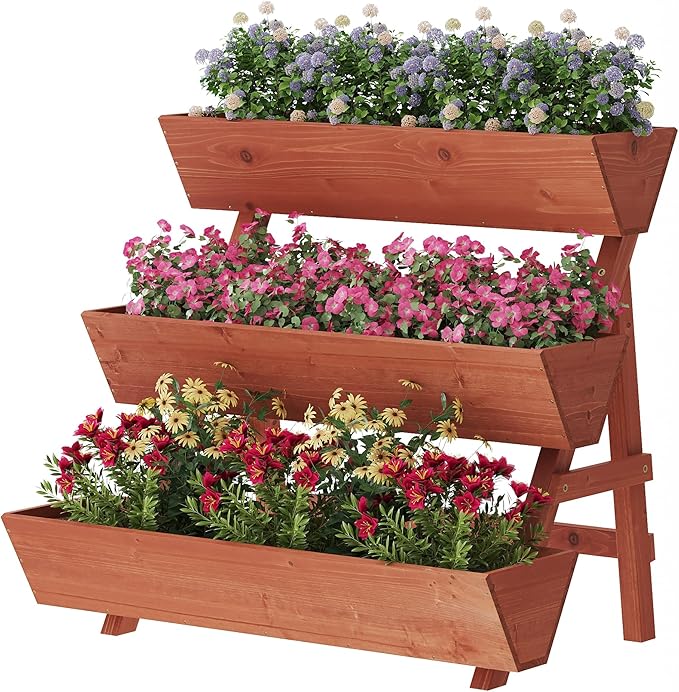Raised Garden Bed 3 Tier Vertical Garden Planter for Indoor &amp Outdoor Raised Planter Box with Legs Garden Planter Box for Flowers/Vegetables/Plants