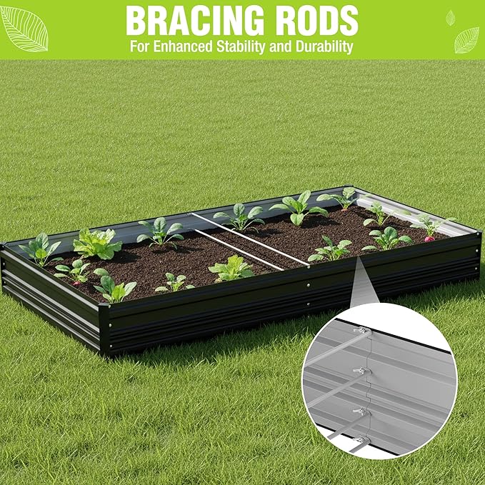 WORKPRO 2PK 7.5x4x1ft Outdoor Galvanized Raised Garden Bed Rust-Resistant Planter Raised Beds for Vegetable Flowers Herbs Black