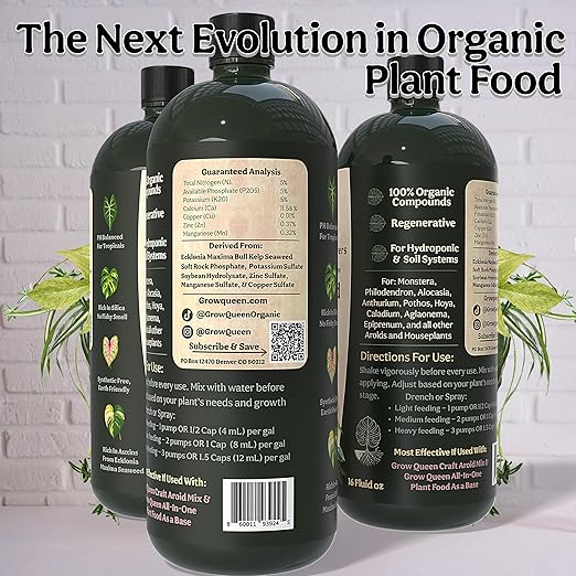 Organic Liquid Indoor Plant Food Houseplant Tropical &amp All-Purpose Indoor Plant Fertilizer Organic Liquid Fertilizer 5-5-5 with Sea Kelp 16oz Treats 110 Gallons