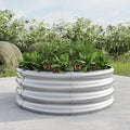 Generic 32.08 * 11.4 Tall Round Raised Garedn Bed Metal Raised Beds for Vegetables Outdoor Garden Raised Planter Box Backyard Patio Planter Raised Beds for Flowers Herbs Fruits Silver
