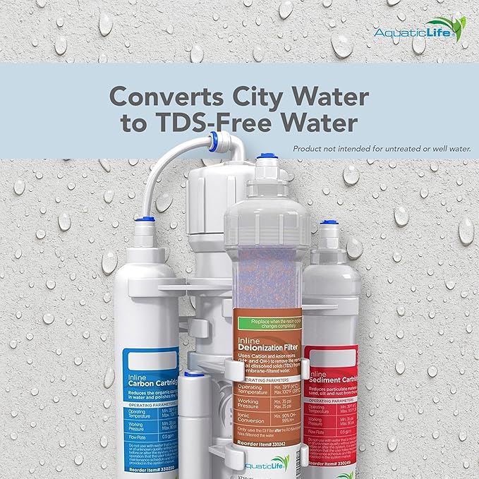 Aquatic Life RO Buddie 4-Stage Reverse Osmosis Deionization Water Filter System RO/DI Filtration Units for Aquarium 50 GPD