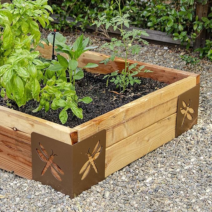 Garden Bloom 11023BL Bloom Dragonfly Instabrace Garden Flower Raised Bed Corners 9.5 Brown