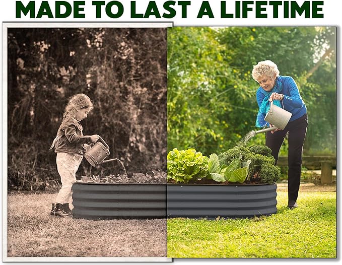 Plant &amp Plot Galvanized Raised Garden Beds Outdoor // 6×3×1 ft Planter Raised Beds for Gardening Vegetables Flowers // Large Metal Garden Box // Patented Tool-Free Design (Dark Gray)