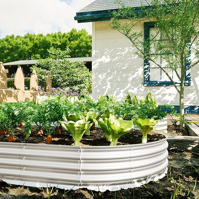 2Pcs 96x48x12in Galvanized Raised Garden Bed Kit for Outdoor Vegetable Flower Herb Gardens Silver