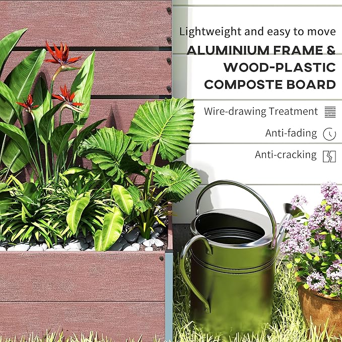 Outsunny Raised Garden Bed with Trellis for Climbing Plants Planter Box with Self Draining Gap Freestanding Trellis Planter for Outdoor Patio Deck 28.25 x 15 x 59 Brown