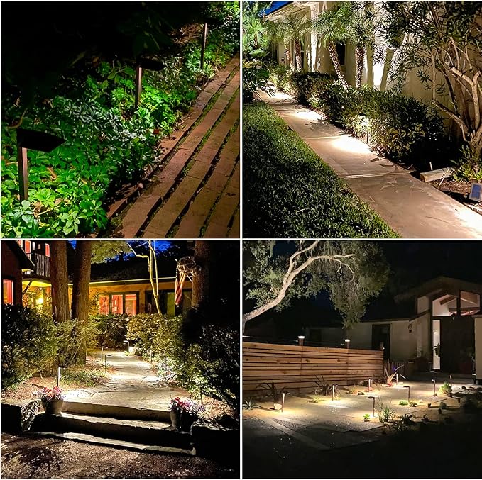 VENUS MANUFACTURING 12PK Outdoor Low Voltage Landscape Lights Kits with 8 Pack Black 0.6 Watt 22 Lumen LED 12V Path Light &amp 4 Pack 5 Watt 400 Lumen Spotlights and for Pathway Sidewalk Light