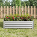 Metal Raised Garden Bed Rectangle Raised Planter 4×2×1ft for Flowers Plants Vegetables Herb Veezyo Silver
