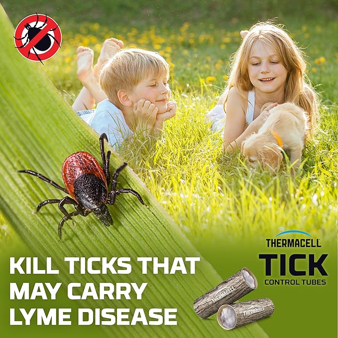 Thermacell Tick Control Tubes 12 Per Box No Spray Easy-to-Use Kills Ticks That May Carry Lyme Disease Place in Backyard Gardens or Wooded Areas Twice a Year Won’t Harm Kids Pets or Environment