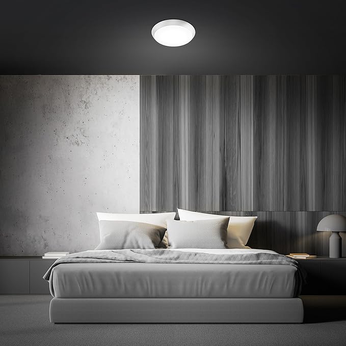 Feit Electric 9 Adjustable White LED Ceiling Light Dimmable Flush Mount Fixture Brushed Nickel Finish Selectable Color Temperature 900 Lumens 50000-Hour Lifespan FM9/5CCT/NK