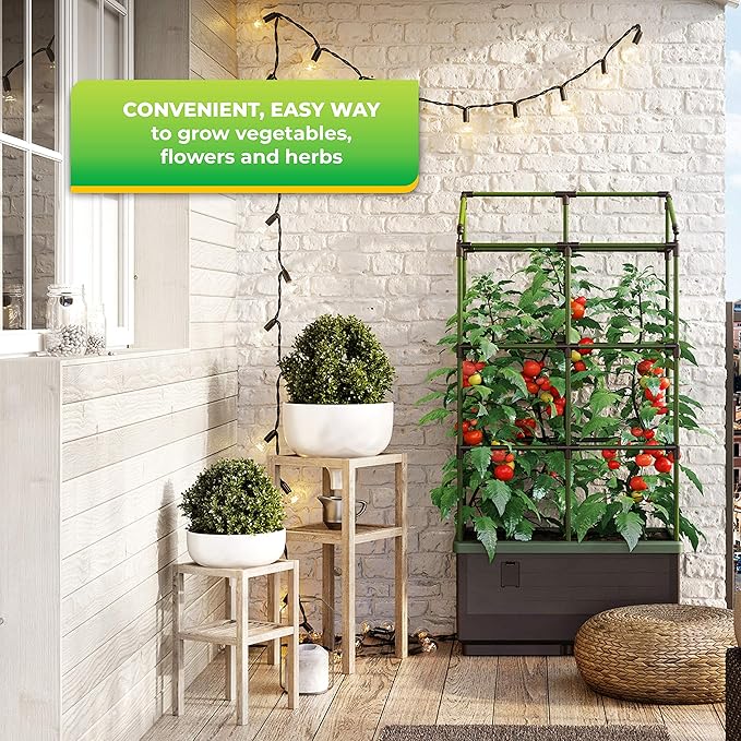 BioGreen Trellis for Raised Garden Bed with Watering System City Jungle | 12“L x 24“W x 38“H | Ideal Growth for Climbing Plants | Easy to Assemble