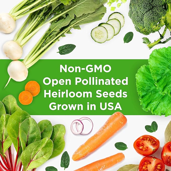 33 Variety Seed Bank Survival Gear 30000 Premium Non-GMO Open Pollinated Heirloom Seeds Made in USA