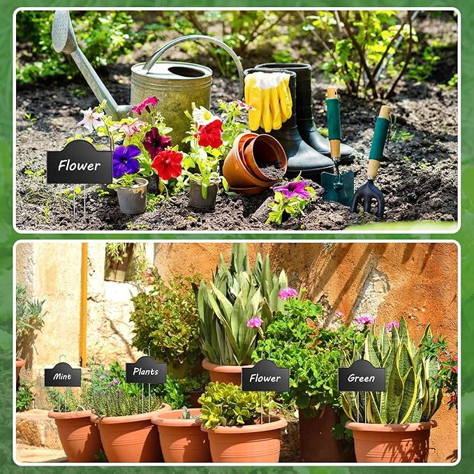 Landhoow 12 Pack Extra Large Metal Plant Labels 6 x 4 with 11'' Stake Stainless Steel 304 Garden Markers Waterproof Plant Marker Weatherproof Garden Signs for Vegetable Herb Flower Seed Greenhouse