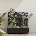 Casaphoria Metal Raised Garden Bed with Trellis and Wheels 47x47x16 Planter Box for Climbing Plants Vegetables &amp Vines Features Drainage Holes and Privacy Screen (Black-Gerald)