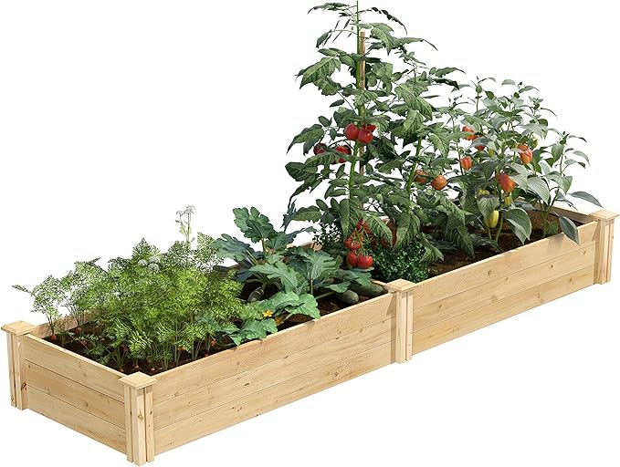 Greenes Fence Classic Cedar Raised Garden Bed 2' x 8' x 10.5 (1/2 Thick) - Made in USA with North American Cedar