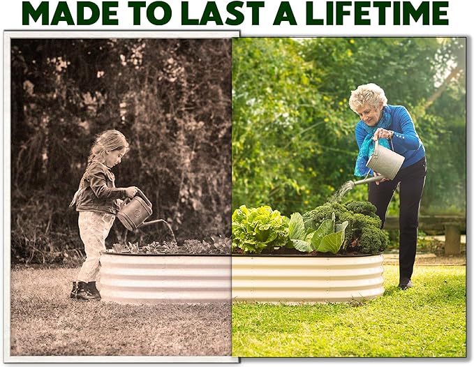 Plant &amp Plot Galvanized Raised Garden Beds Outdoor // 6×3×1 ft (2-Pack) Planter Raised Beds for Gardening Vegetables Flowers // Large Metal Garden Box // Patented Tool-Free Design (White)