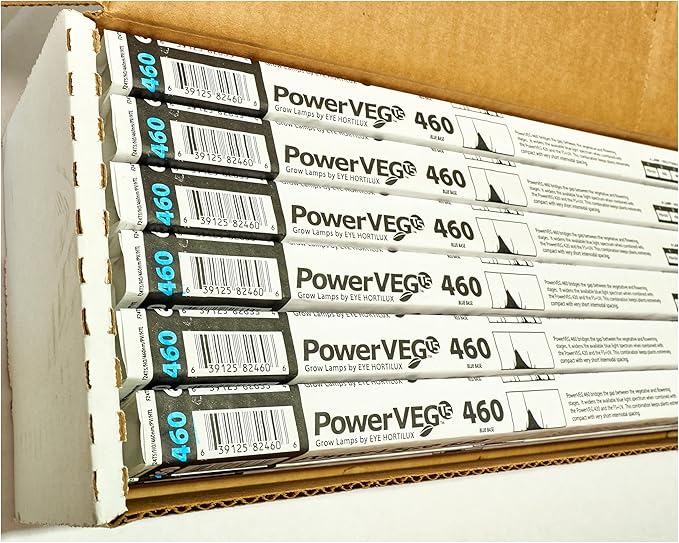 Eye Lighting International PowerVEG 460 2 ft 24W HO T5 Fluorescent Grow Lights - Blue Spectrum for Root Development and Compact Plant Growth F24T5/HO/460 nm/PV/HTL (Pack of 24)