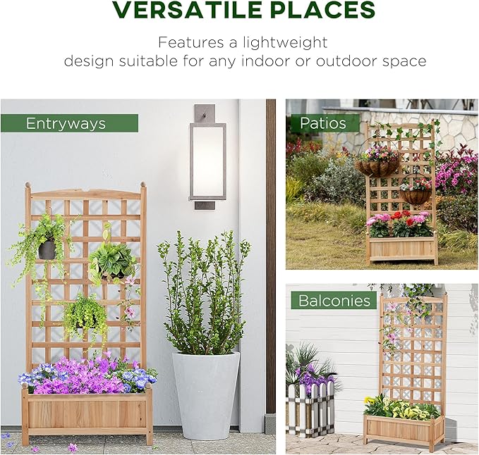 Flower Shelf Wooden Raised Garden Bed Outdoor Planter Box