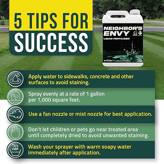 PetraMax Neighbor’s Envy Grass Fertilizer for Lawn &amp Garden 2 Gallon Covers up to 32000 sq.ft. 7-in-1 Liquid Lawn Fertilizer Concentrate for Deep Green Turf - Includes Nitrogen/Iron/Humic/Sea Ke