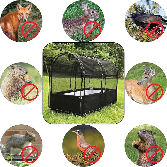 SIMPO 3-in-1 Garden System: Fabric Raised Garden Bed + Greenhouse Cover + Protective Net (36” x 72” x 53”)