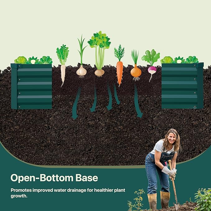Raised Garden Bed Green 8x4x1FT Garden box Outdoor for Gardening Vegetables Flower Garden Raised Planter Box Large Metal Raised Bed